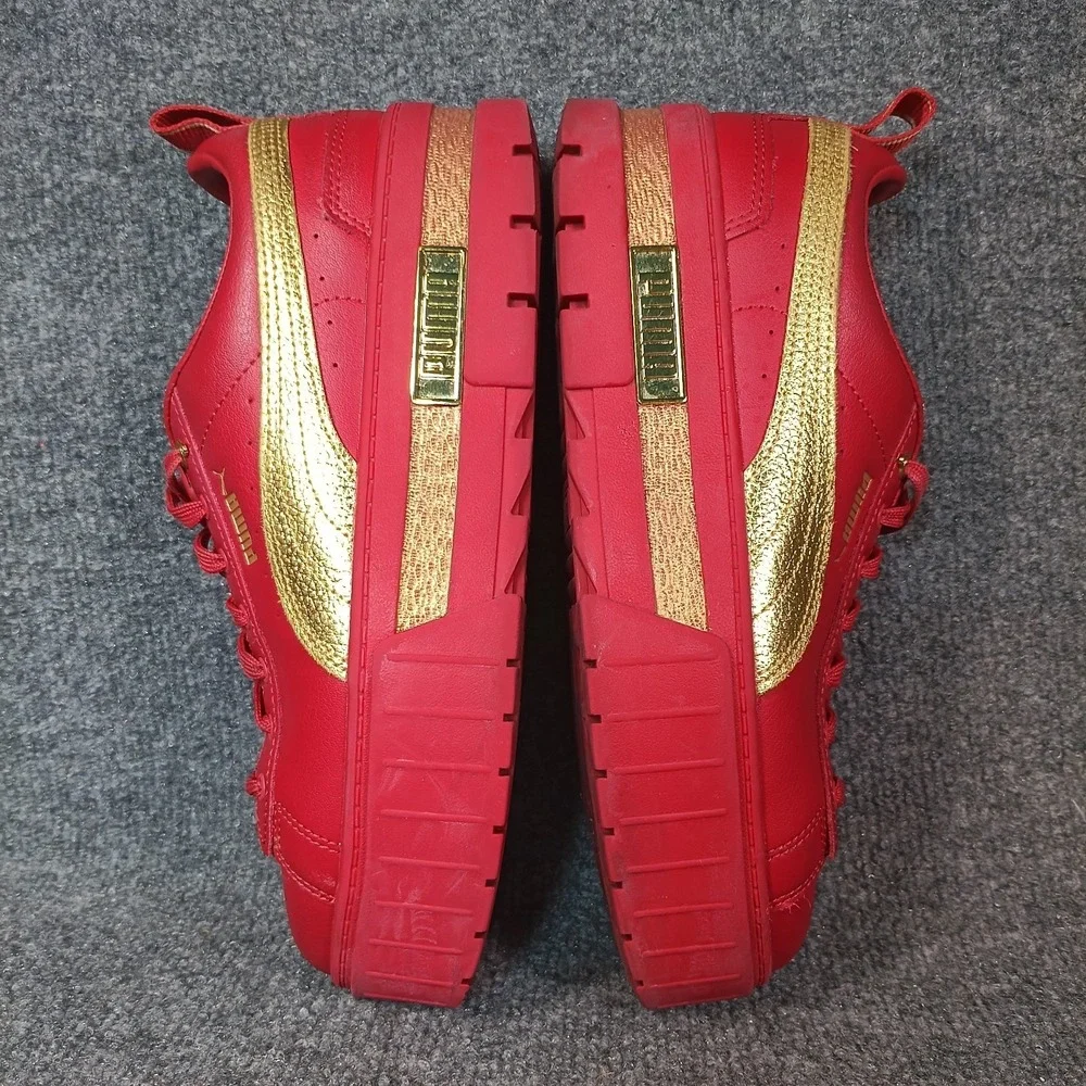 Puma Mayze Sneakers Women 9.5 Red Gold Platform Leather Determined